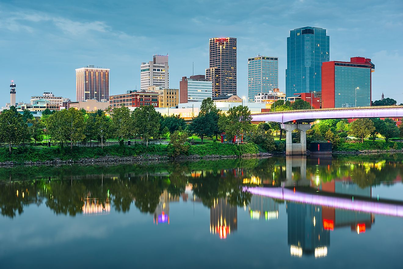 The skyline of Little Rock in Arkansas.