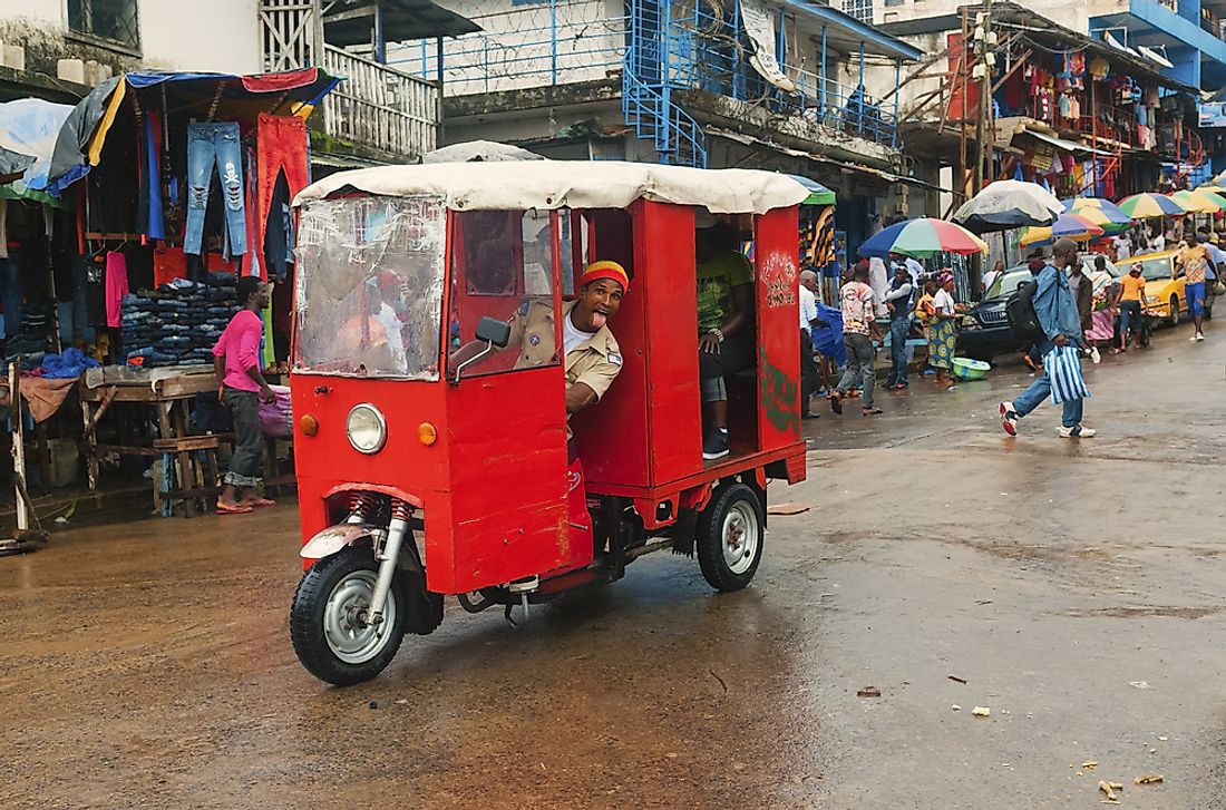 A street scene in downtown Monrovia. Editorial credit: llucky78 / Shutterstock.com. 