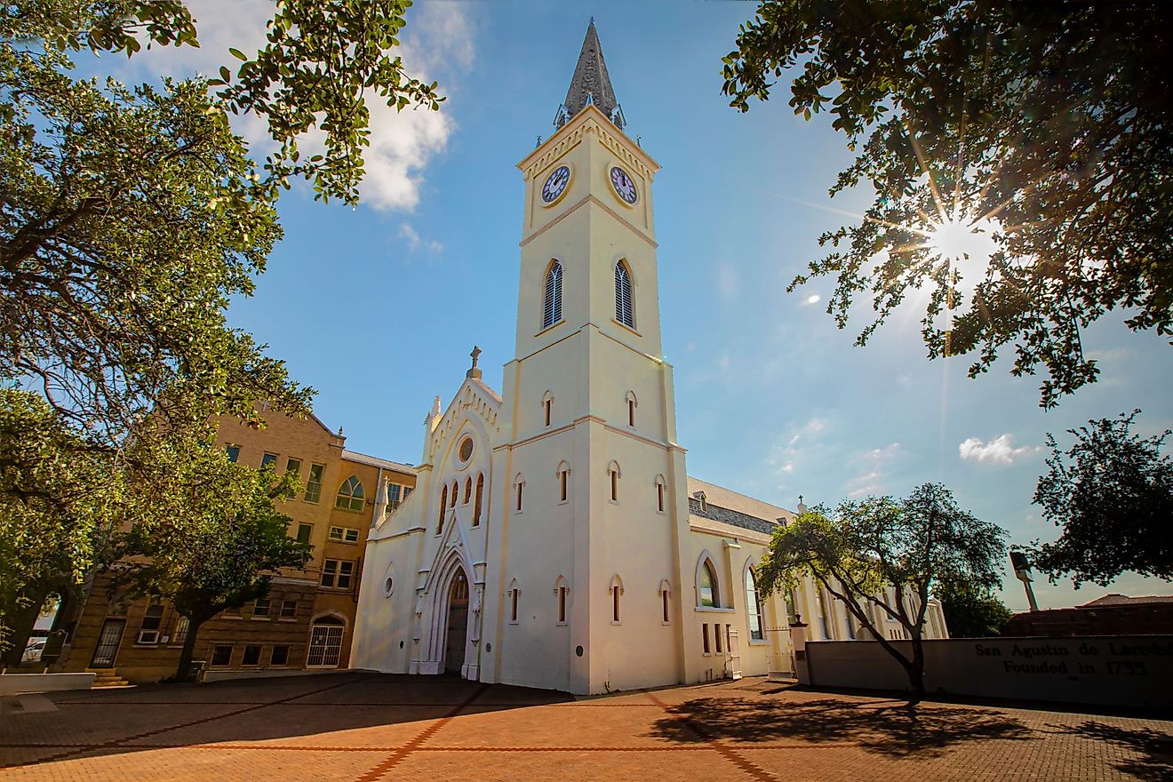 Cathedral of San Agustin on the Plaza in Laredo, Texas. 