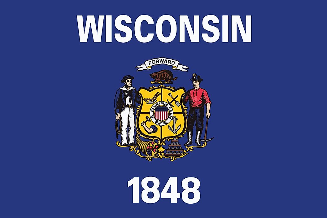 The state flag of Wisconsin.