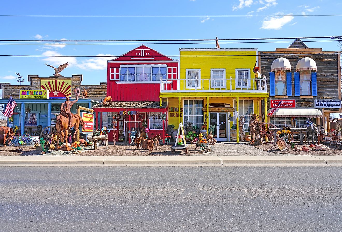 View of vintage signs in historic Old Town Cottonwood, Arizona.