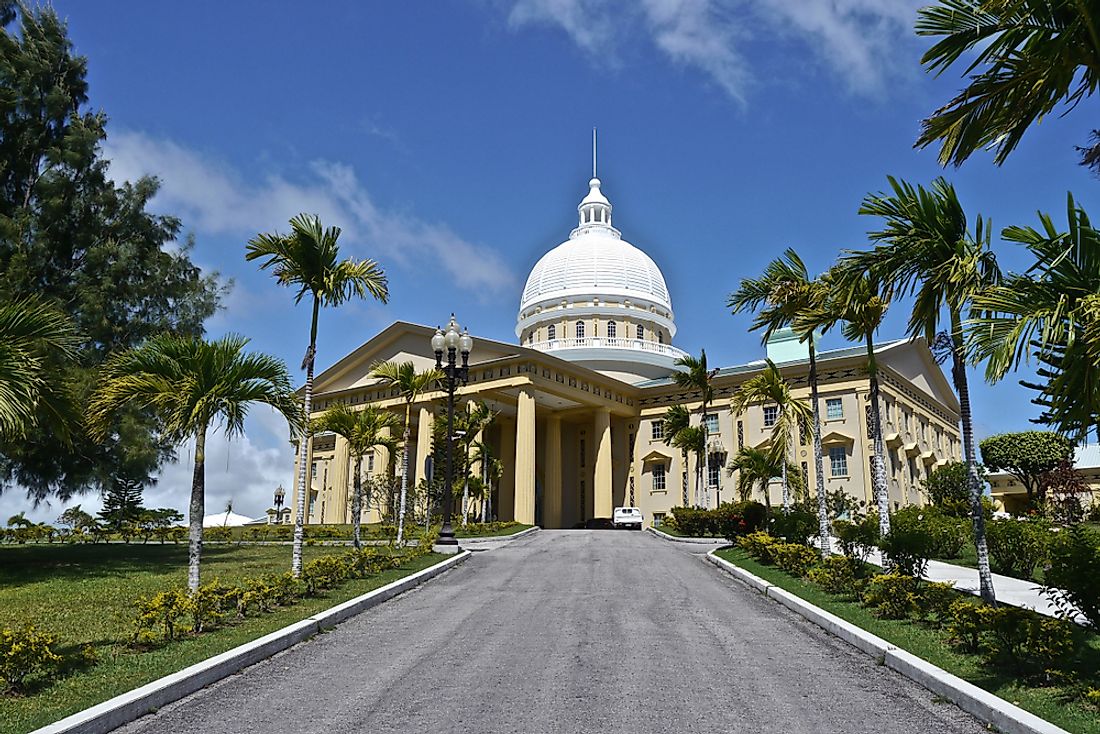 The capital building at Ngerulmud, Palau. 