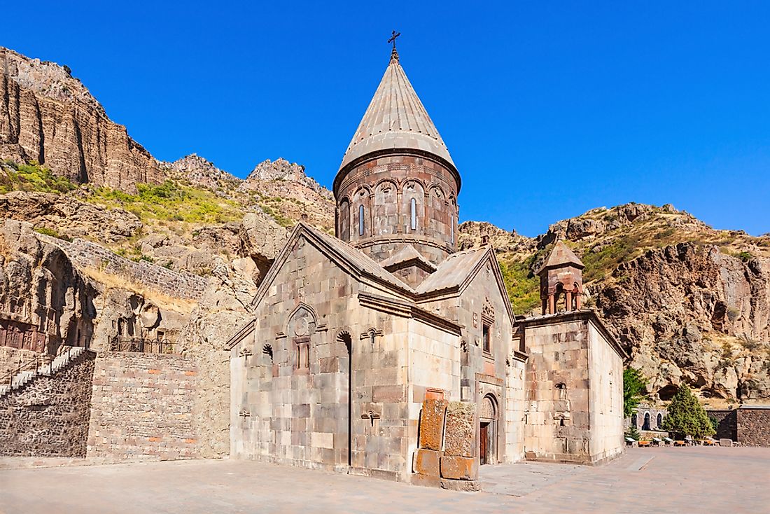 The Monastery of Geghard, a 4th Century Armenian Apostolic Church monastery in central Armenia's Kotayk Province.
