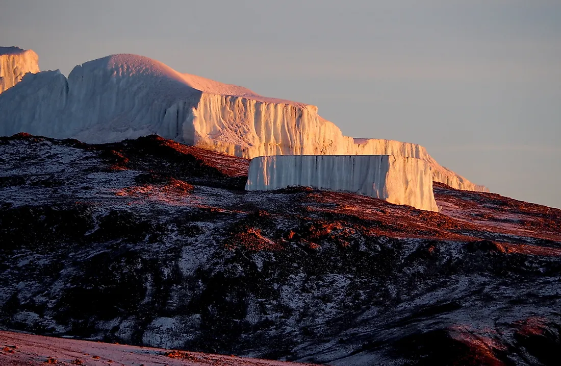 Glacier atop Mount Kilimanjaro.