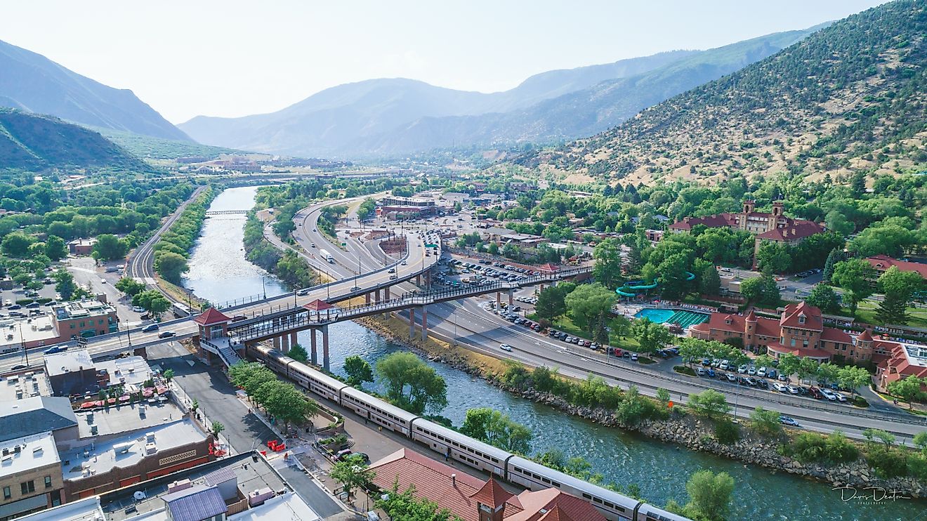 Aerial view of Glenwood Springs, Colorado.