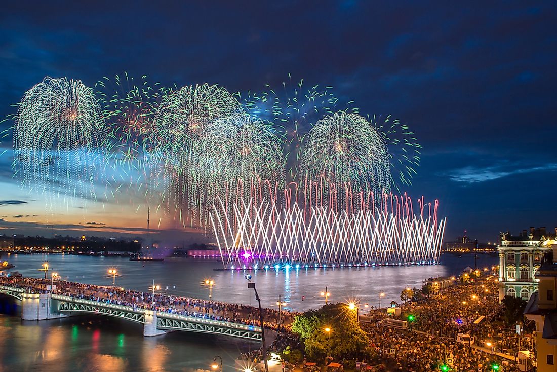 Celebrations signifying the White Night's Festival in St. Petersburg, Russia. 