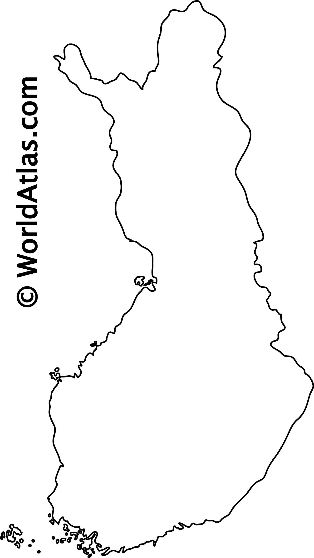 Mapa de contorno en blanco de Finlandia
