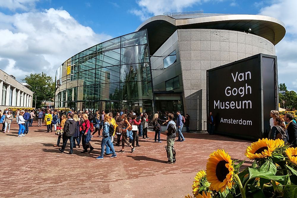 Editorial credit: www.hollandfoto.net / Shutterstock.com. The Van Gogh Museum, in Amsterdam, is named for artist Vincent van Gogh. 