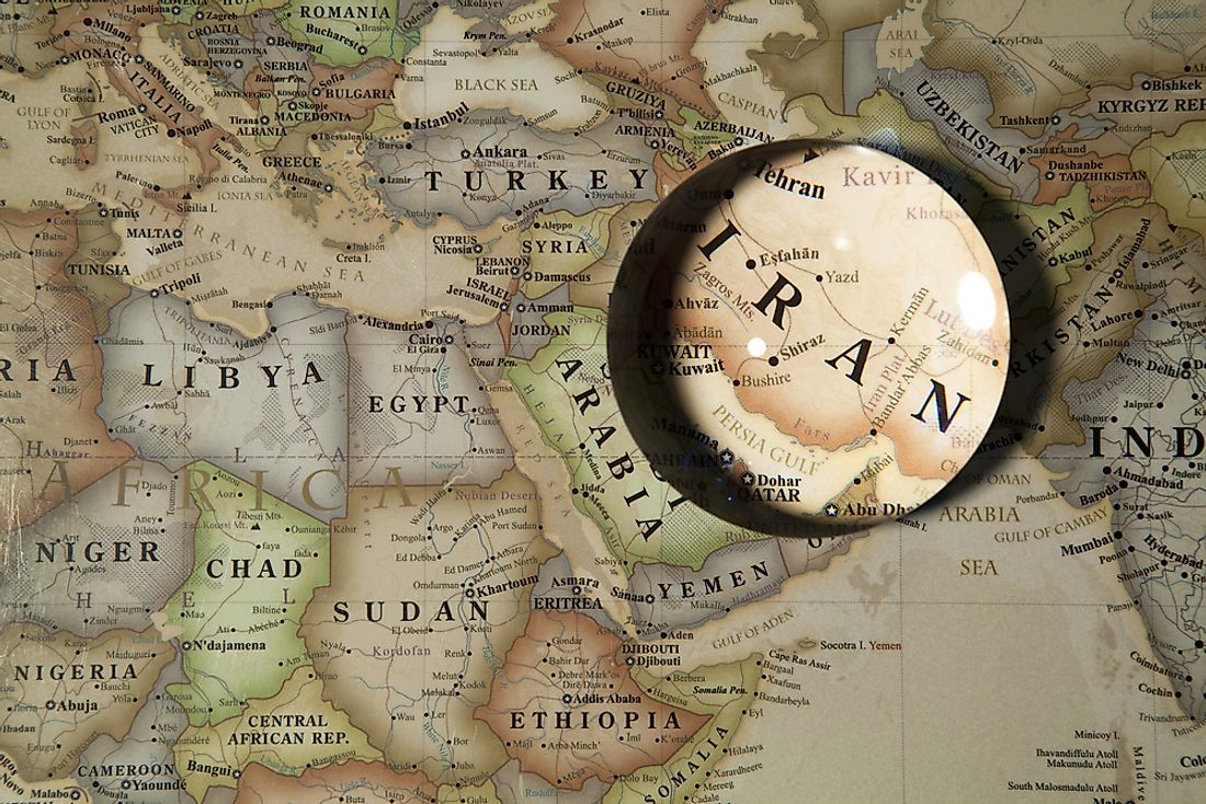 Iran's location on the world map. 