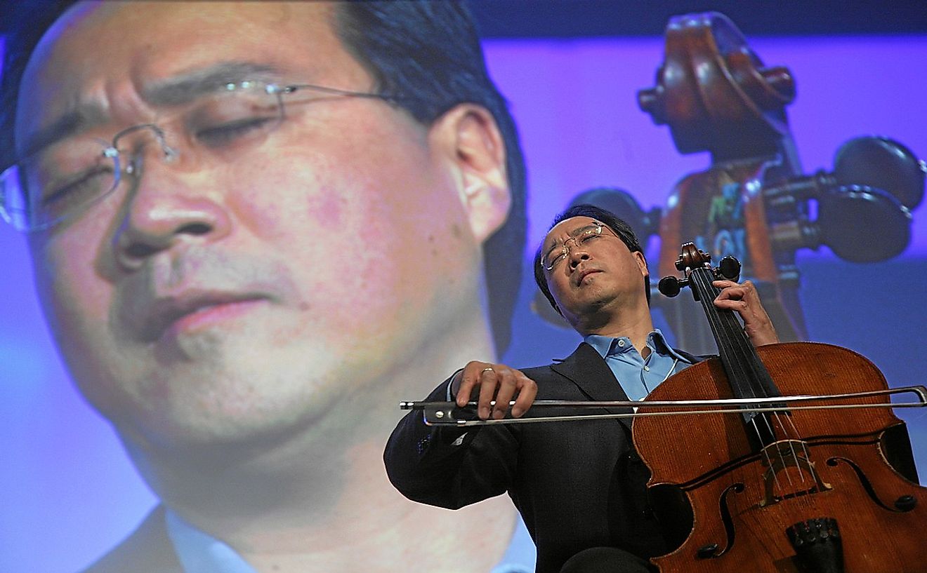  Yo-Yo Ma, Cellist, USA plays the cello during the 'Presentation of the Crystal Award' at the Annual Meeting 2008 of the World Economic Forum in Davos, Switzerland, January 25, 2008. Image credit: World Economic Forum from Cologny, Switzerland/Wikimedia.org