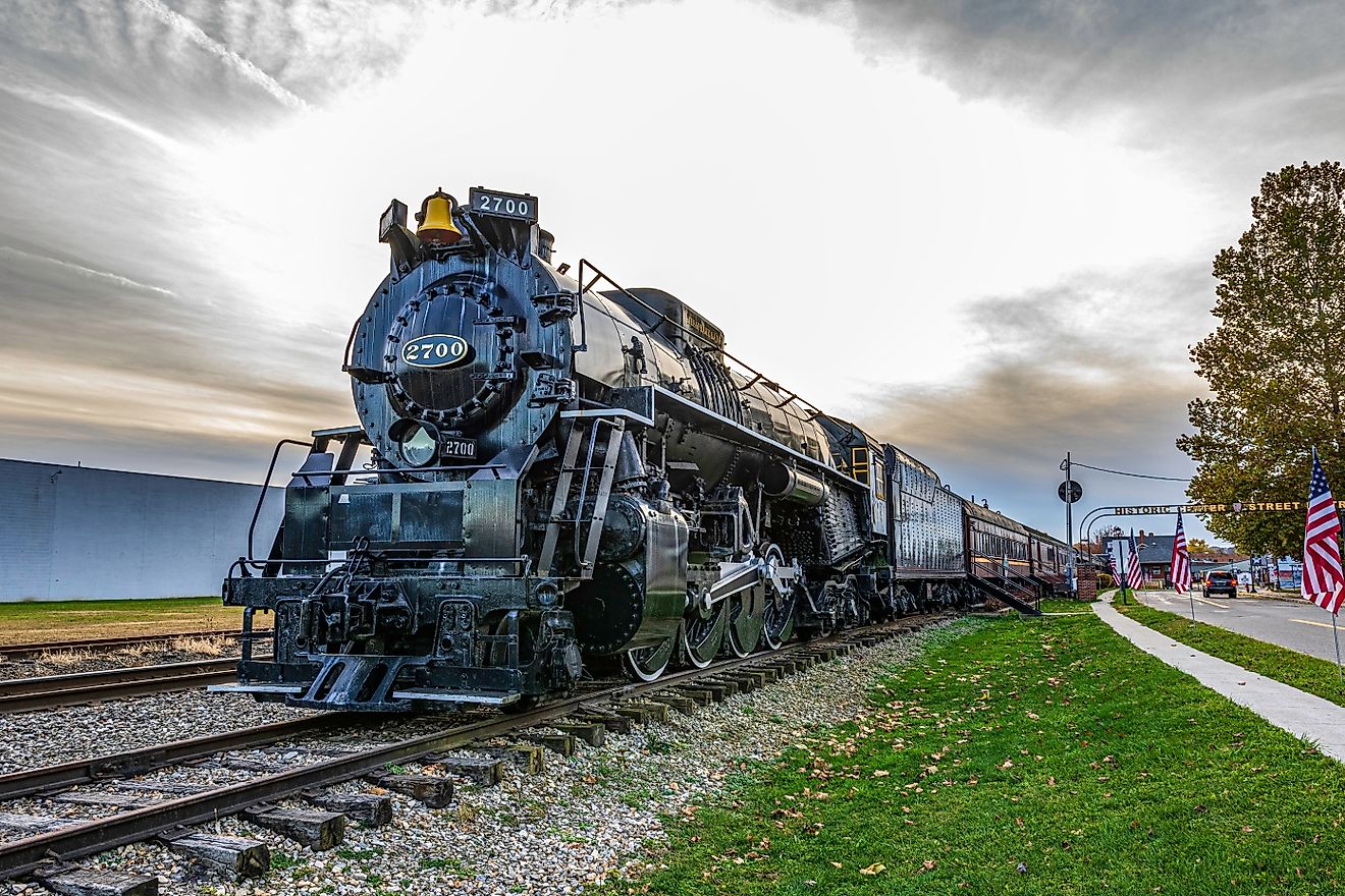 Locomotive on display at the Dennison Railroad Depot and Museum in the Historic Center Street District of Dennison, Ohio. Image Credit: JNix / Shutterstock