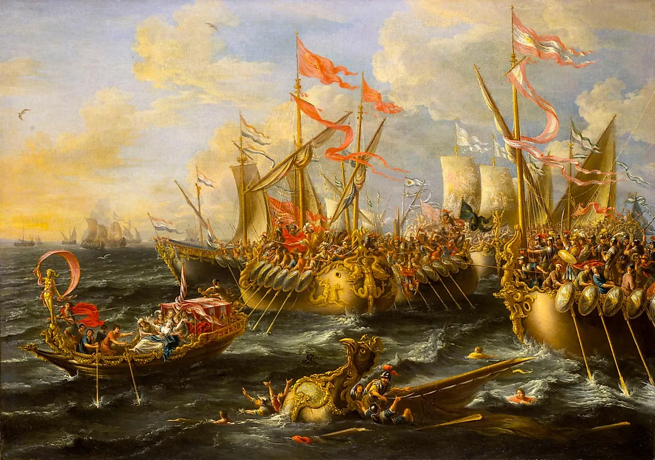 The Battle of Actium (1672) by Laureys a Castro.