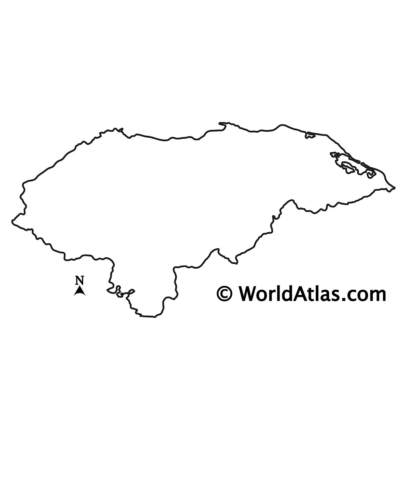 Mapa de contorno en blanco de Honduras