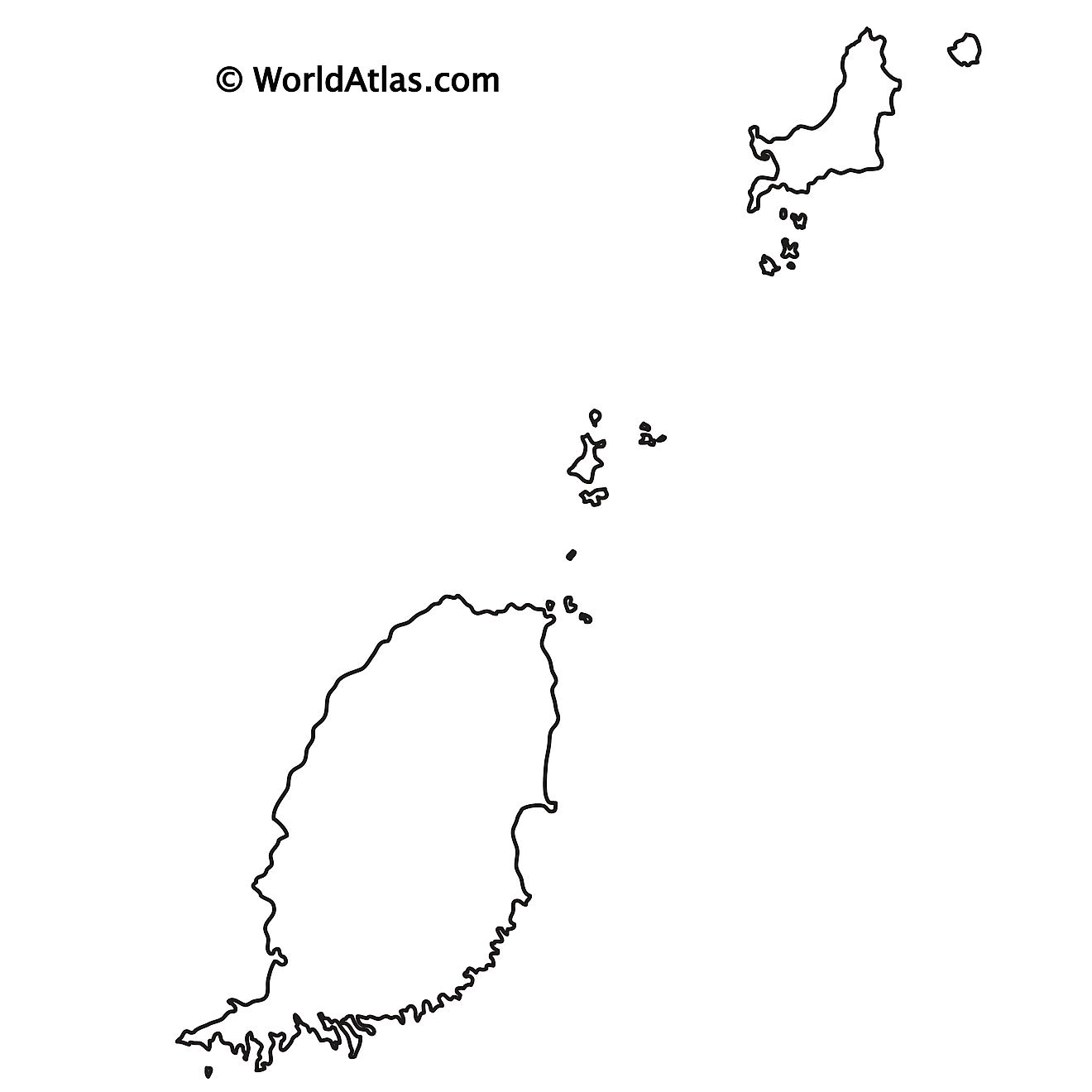 Blank Outline Map of Grenada