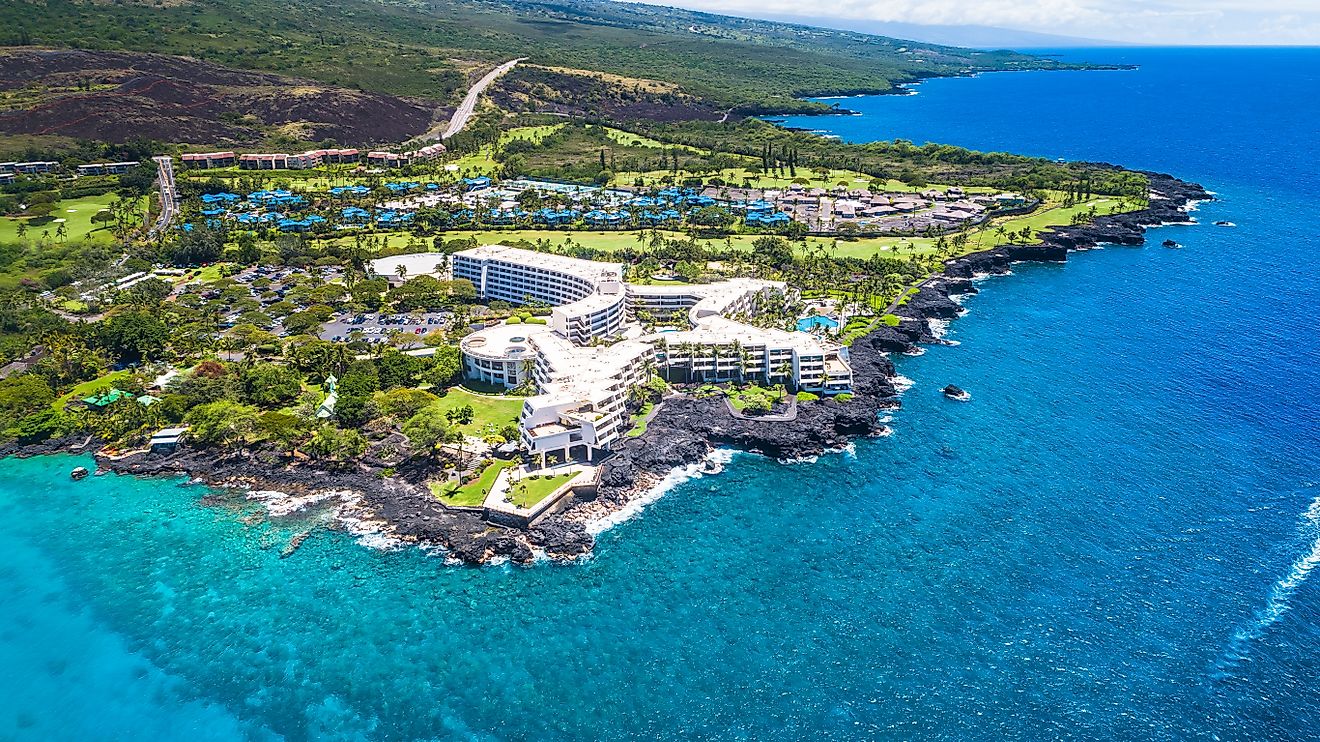 Resorts and coastal homes in Kailua, Oahu.