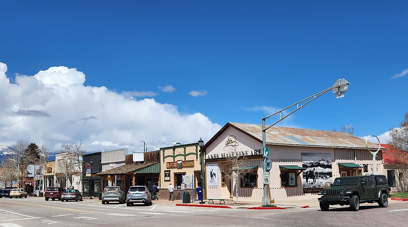 Main street view of business along Main Street. Westcliffe, Colorado