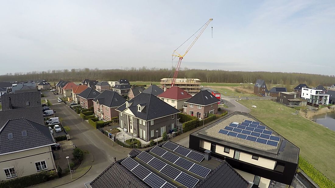 A neighborhood in the Netherlands fitted with solar panels. 