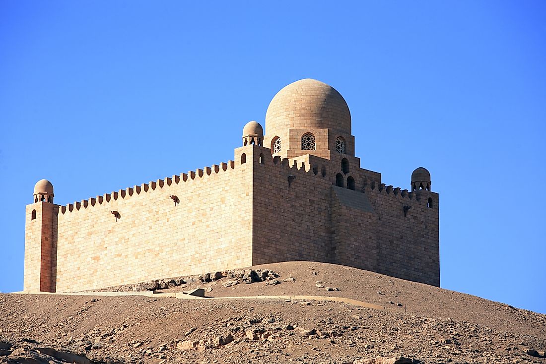 The mausoleum of Agh Khan on the banks of the Nile in Aswan, Egypt.