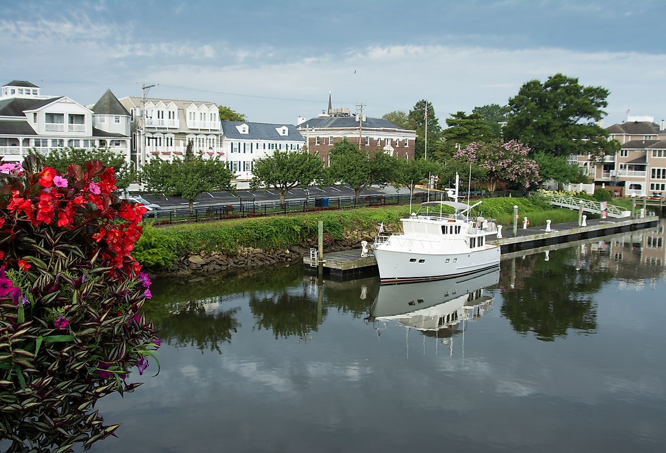 Downtown Lewes, Delaware, from the bridge with the canal.