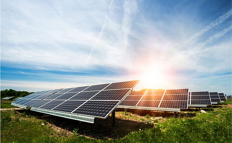 Solar panels in a field.