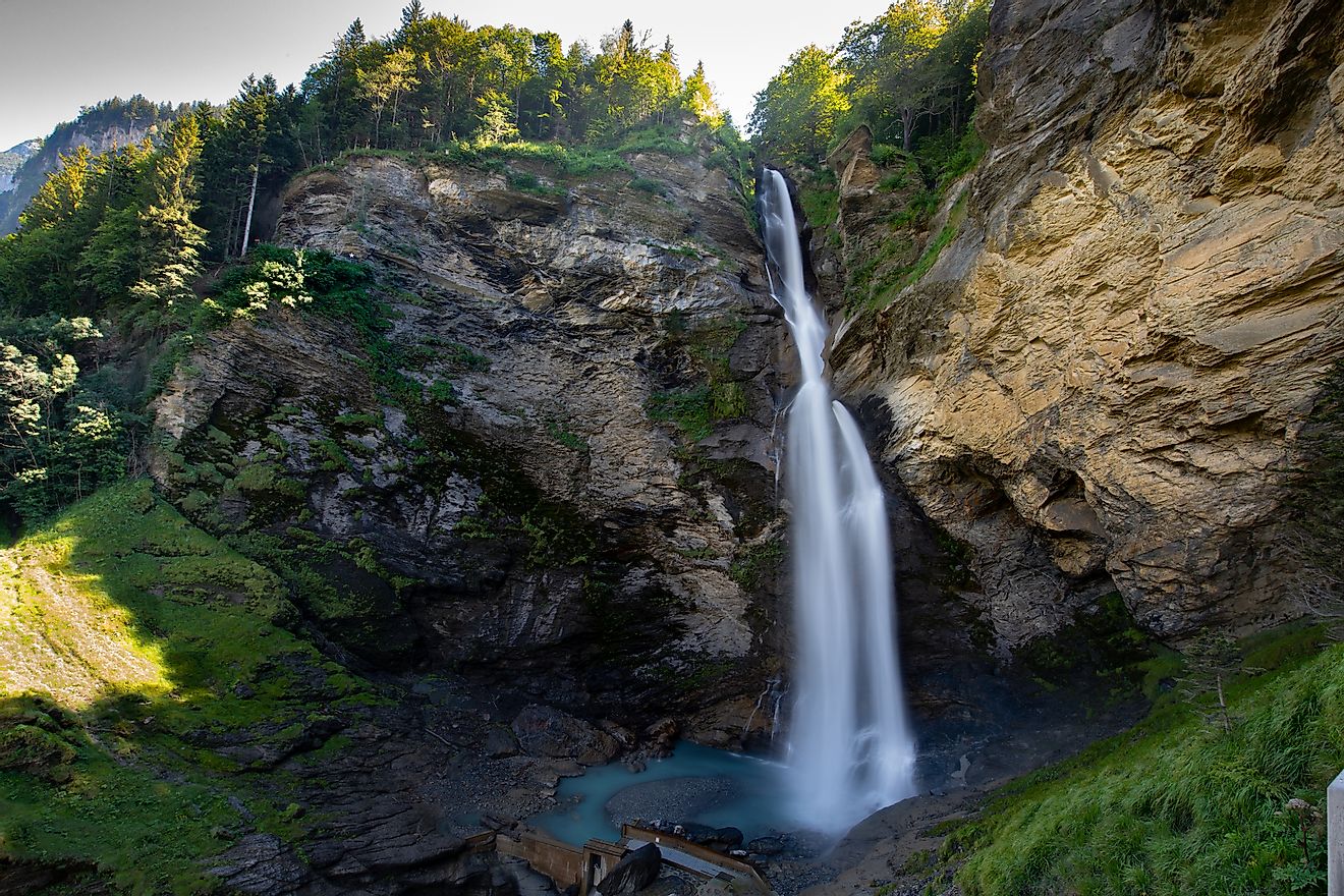 Reichenbach Falls in Switzerland is a horsetail waterfall. Image credit: WATCHARAKUL RONGKAVILIT/Shutterstock.com