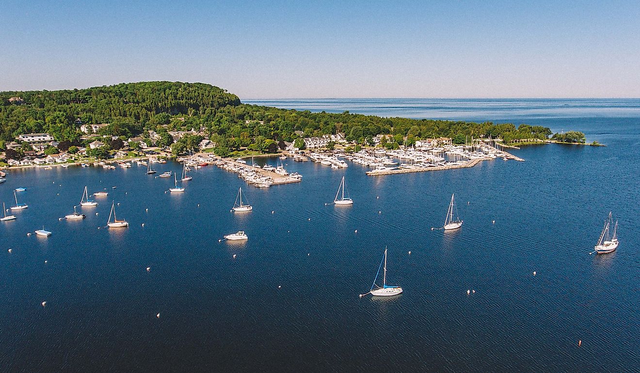 Aerial view of Fish Creek, Wisconsin.