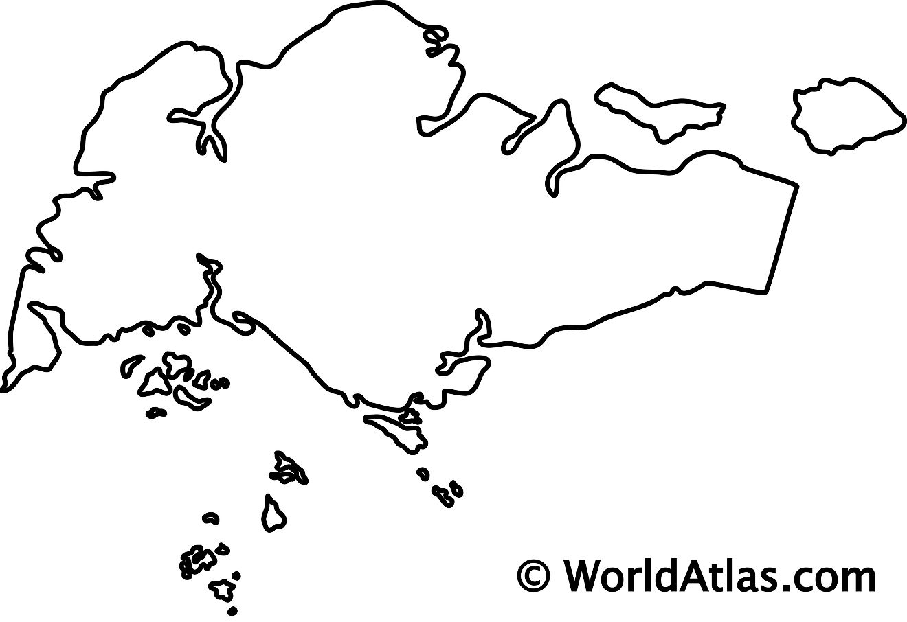 Blank outline map of singapore