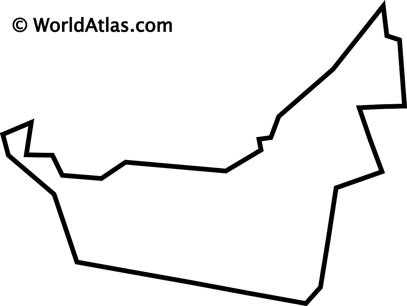 Mapa de contorno en blanco de los Emiratos Árabes Unidos (EAU)