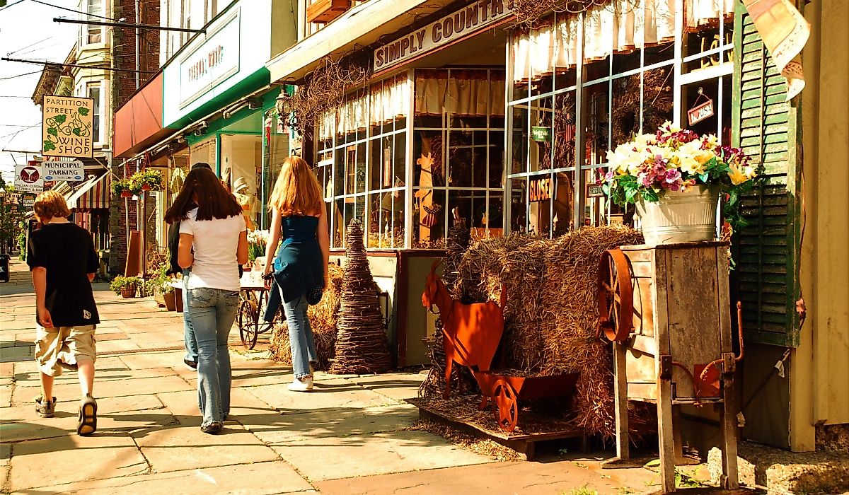 Pedestrians in downtown Saugerties, New York. Image credit James Kirkikis via Shutterstock