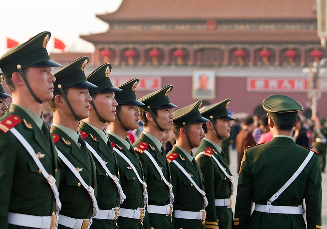Chinese soldiers on celebration of May 1 Day, 2010 in Beijing, China. 