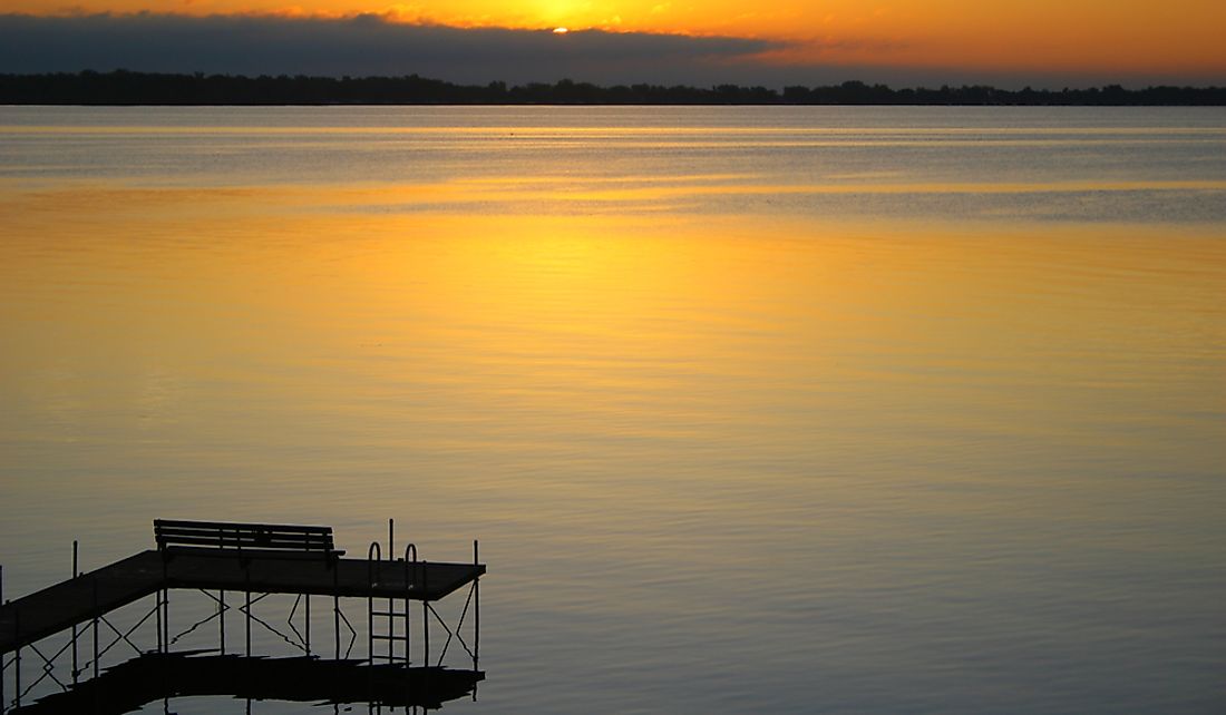 Sunset over Spirit Lake, Iowa's largest natural lake. 