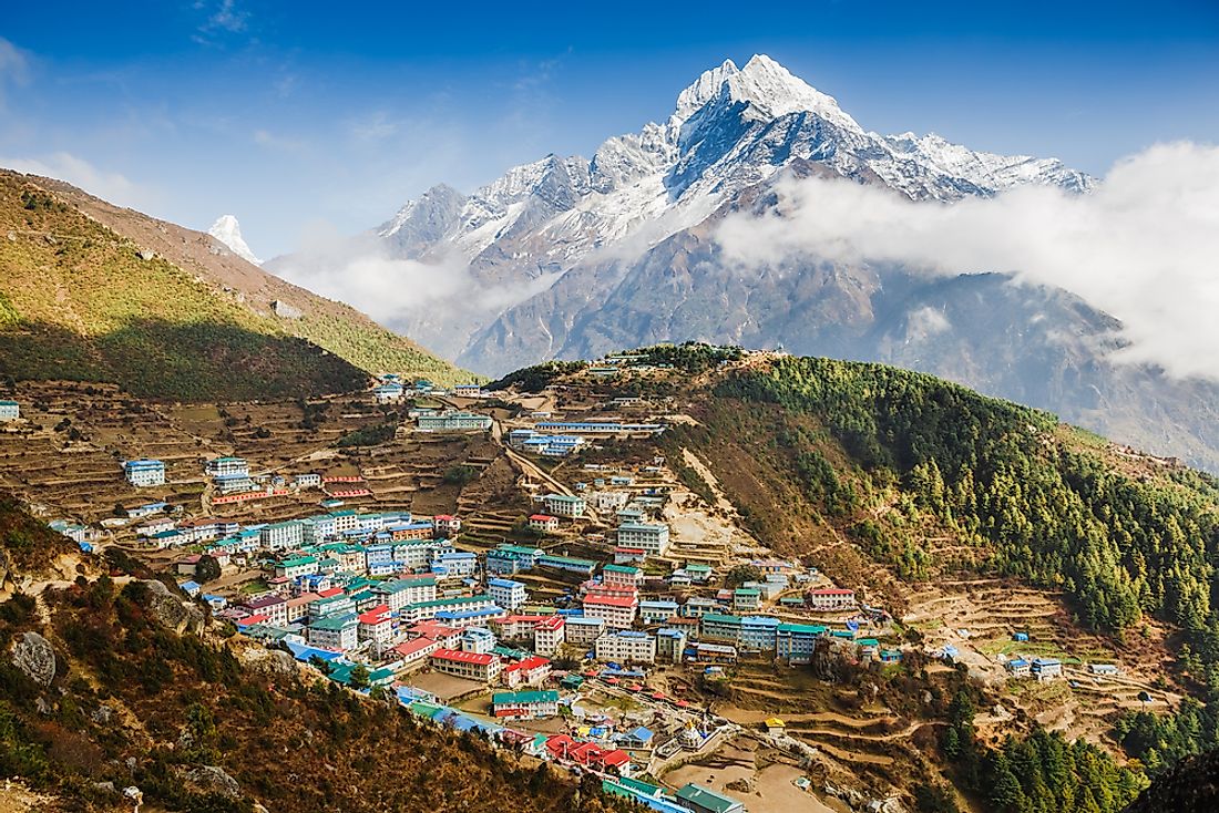View of the Himilayas in Nepal. 