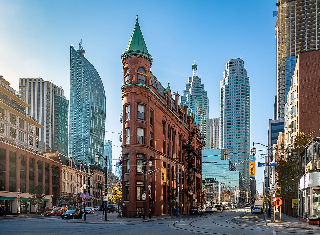 The Gooderham Building, also known as the Flatiron Building, is an historic office building at 49 Wellington Street East in Toronto, Ontario, Canada.