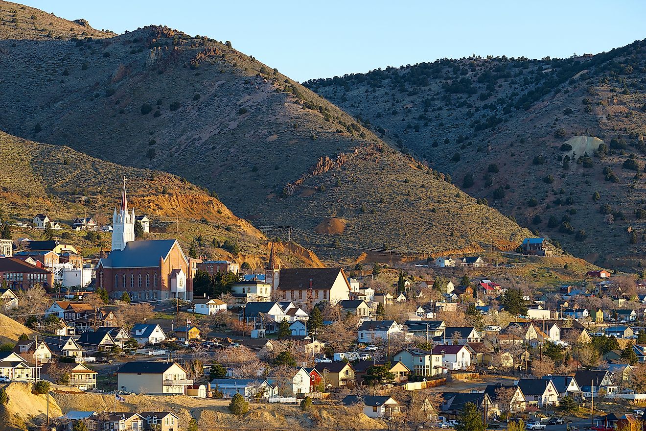 The mountain town of Virginia City, Nevada.