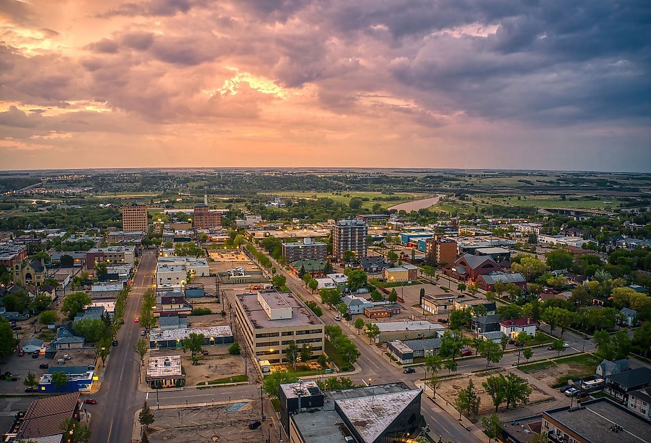 Overlooking Brandon, Manitoba at sunset.