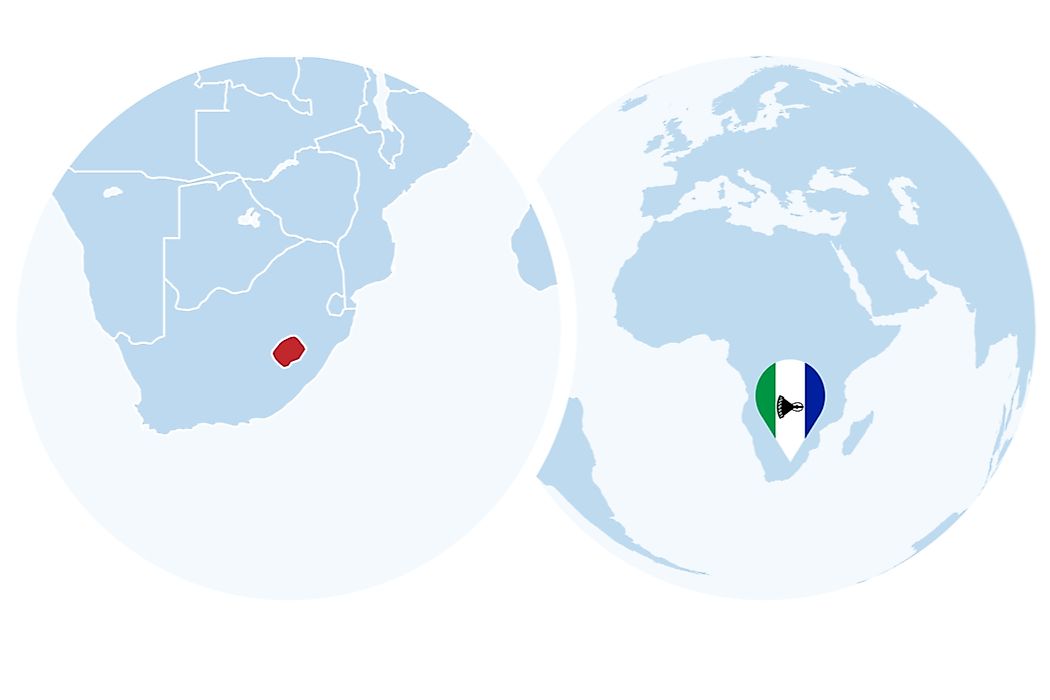 The country of Lesotho is completely surrounded by the country of South Africa. 