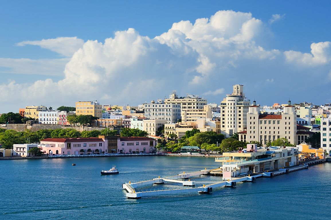 The mouth of San Juan Harbour, Capital City of Puerto Rico. 
