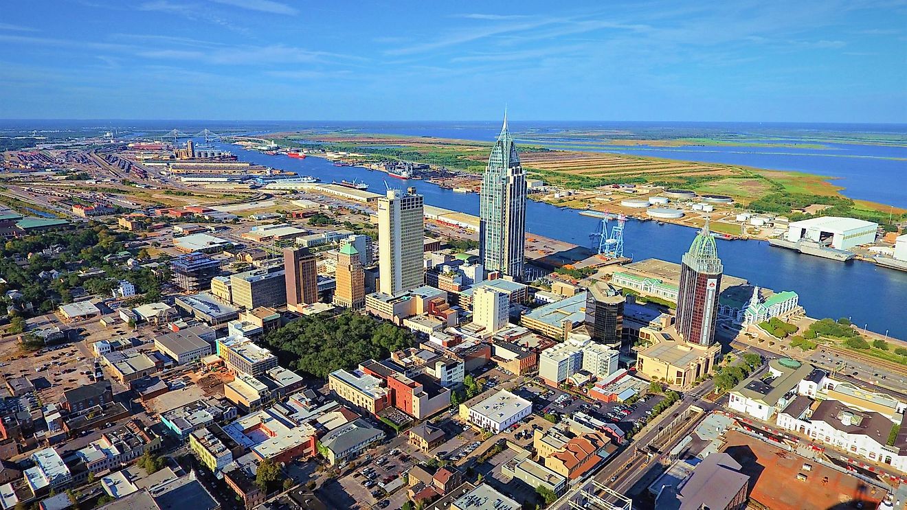 Aerial view of Mobile, Alabama. 