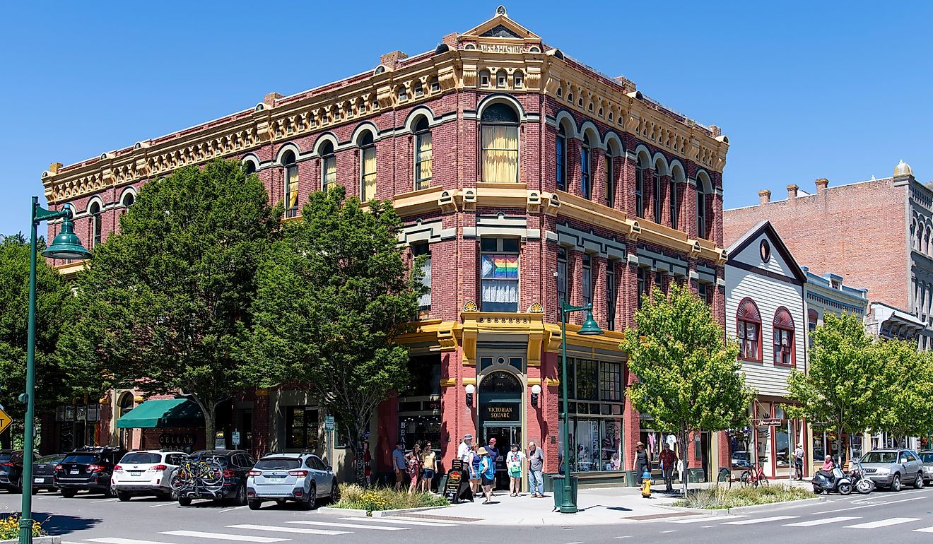 View of downtown Water Street in Port Townsend Historic District.