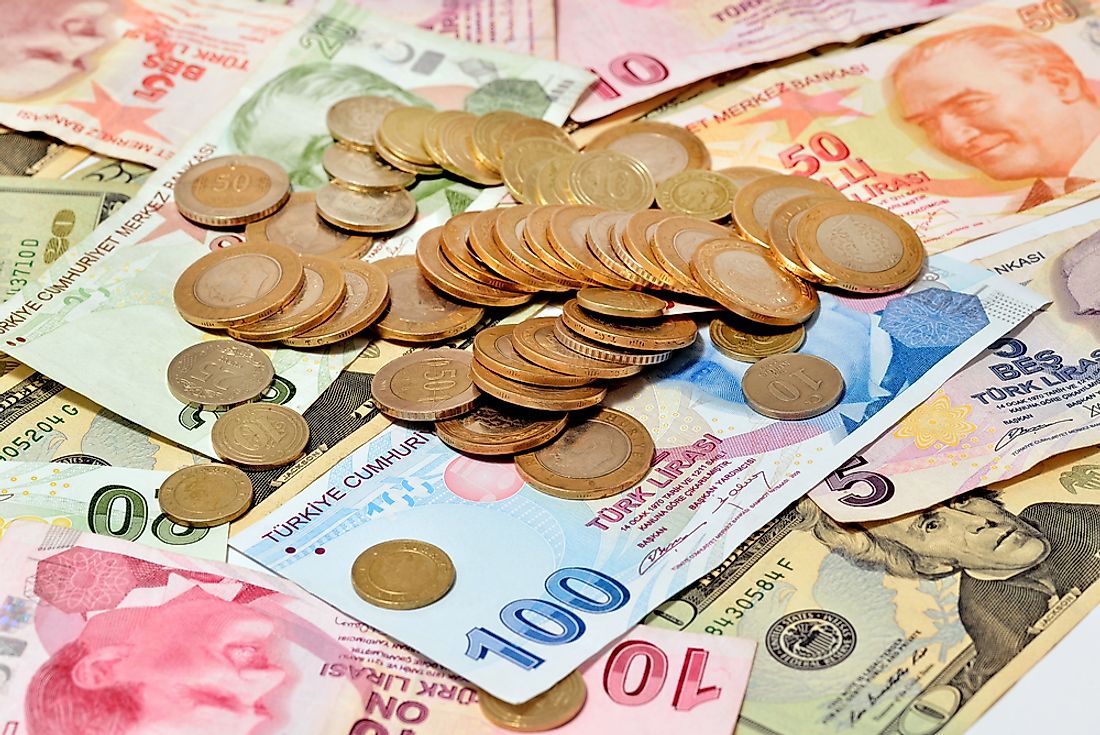 Turkish banknotes and coins. 