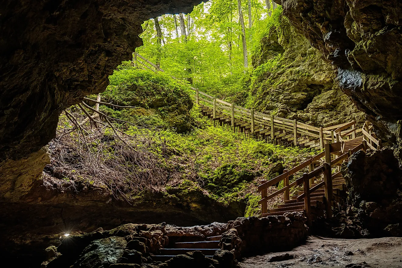The cave view of maquoketa state park in Iowa. 