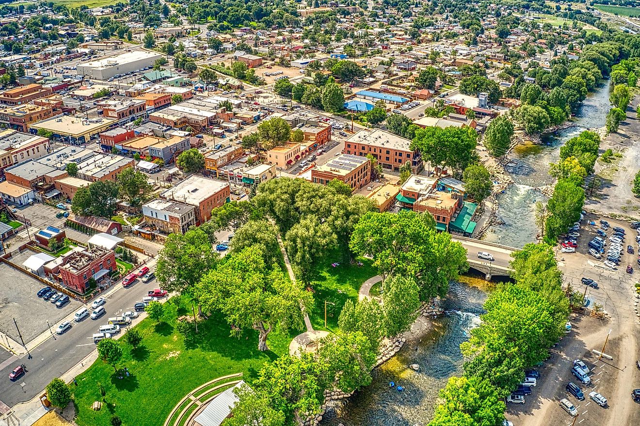Aerial view of Salida, Colorado.