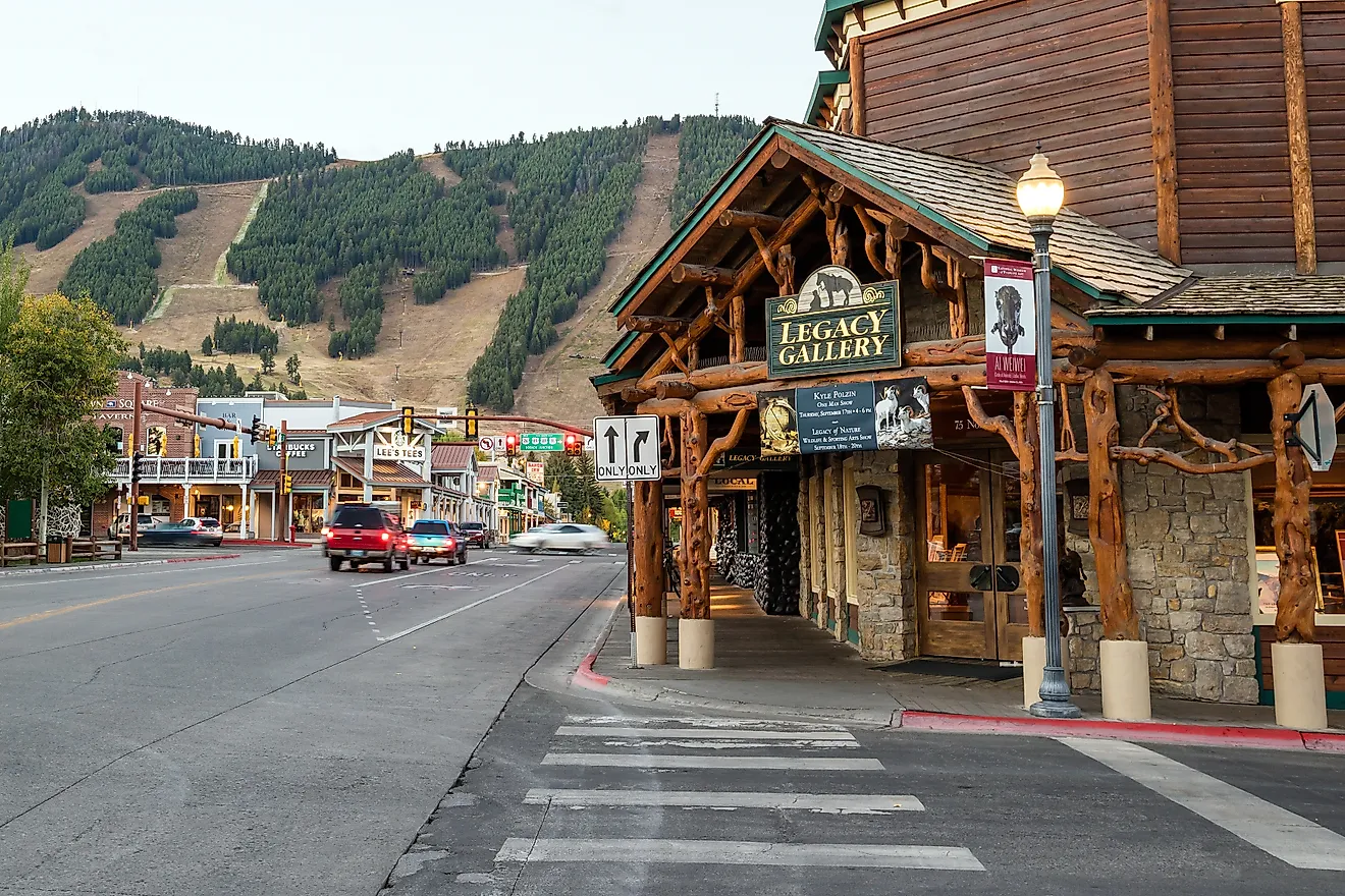 The charming downtown area of Jackson, Wyoming.