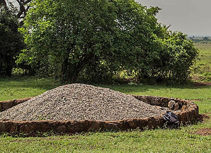 Remnant ashes of ivory confiscated from poachers and scorched by Kenyan authorities.