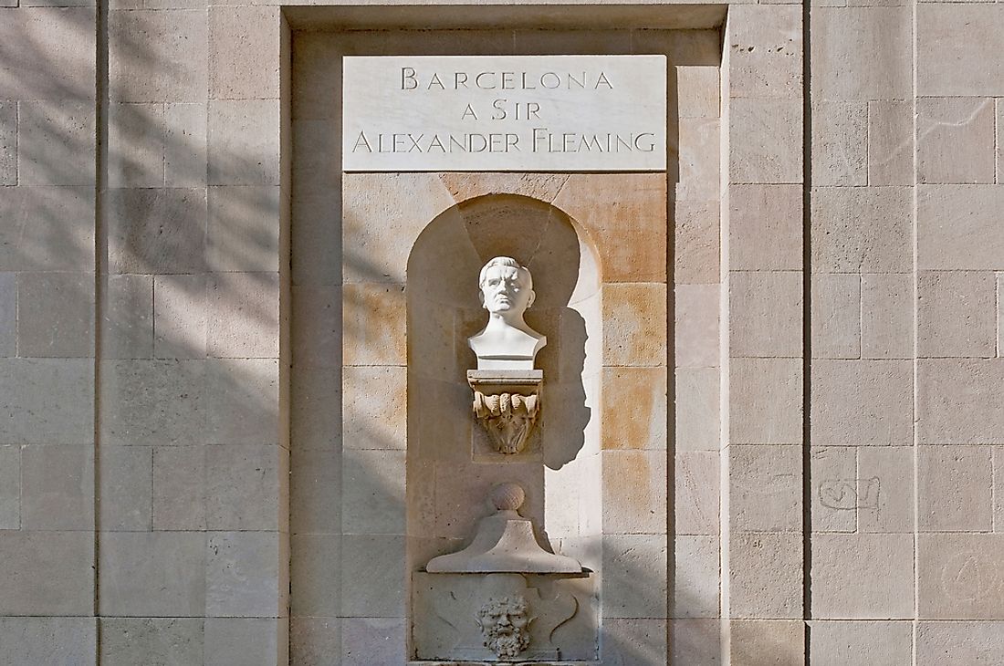 A monument to Alexander Fleming located in Barcelona, Spain. 