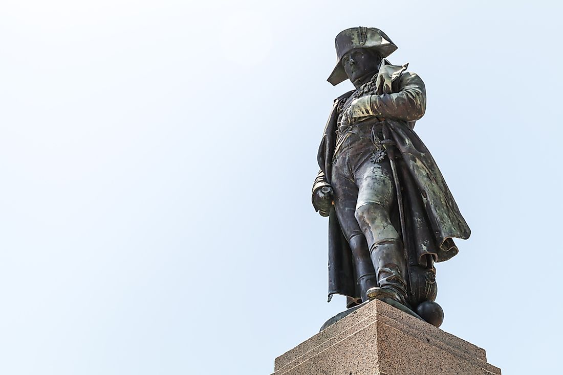 Commemorative statue of Napoleon Bonaparte in Ajaccio, Corsica.  Editorial credit: Evannovostro / Shutterstock.com