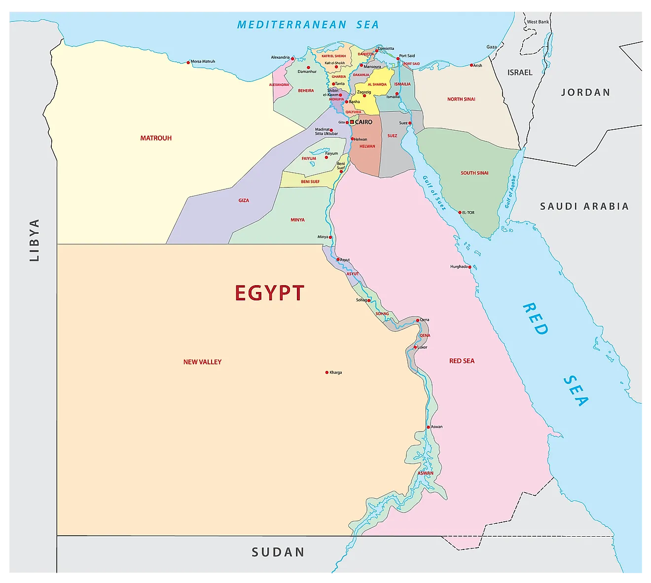 Governorates Of Egypt Map 