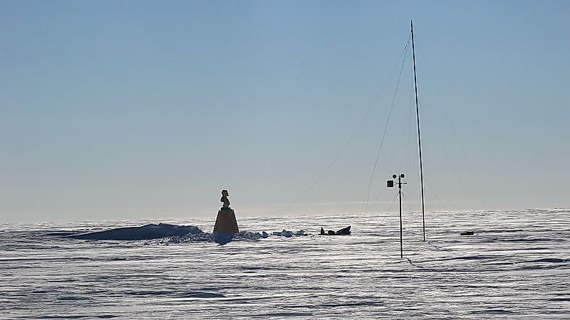 The old Soviet temporary Base ("Pole of Inaccessibility")  with bust of Lenin