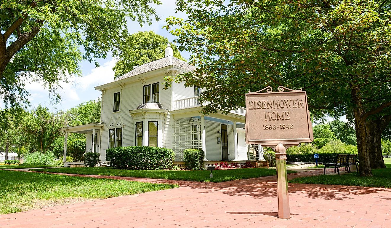  The house where President Eisenhower used to live in Abilene, Kansas. Editorial credit: spoonphol / Shutterstock.com