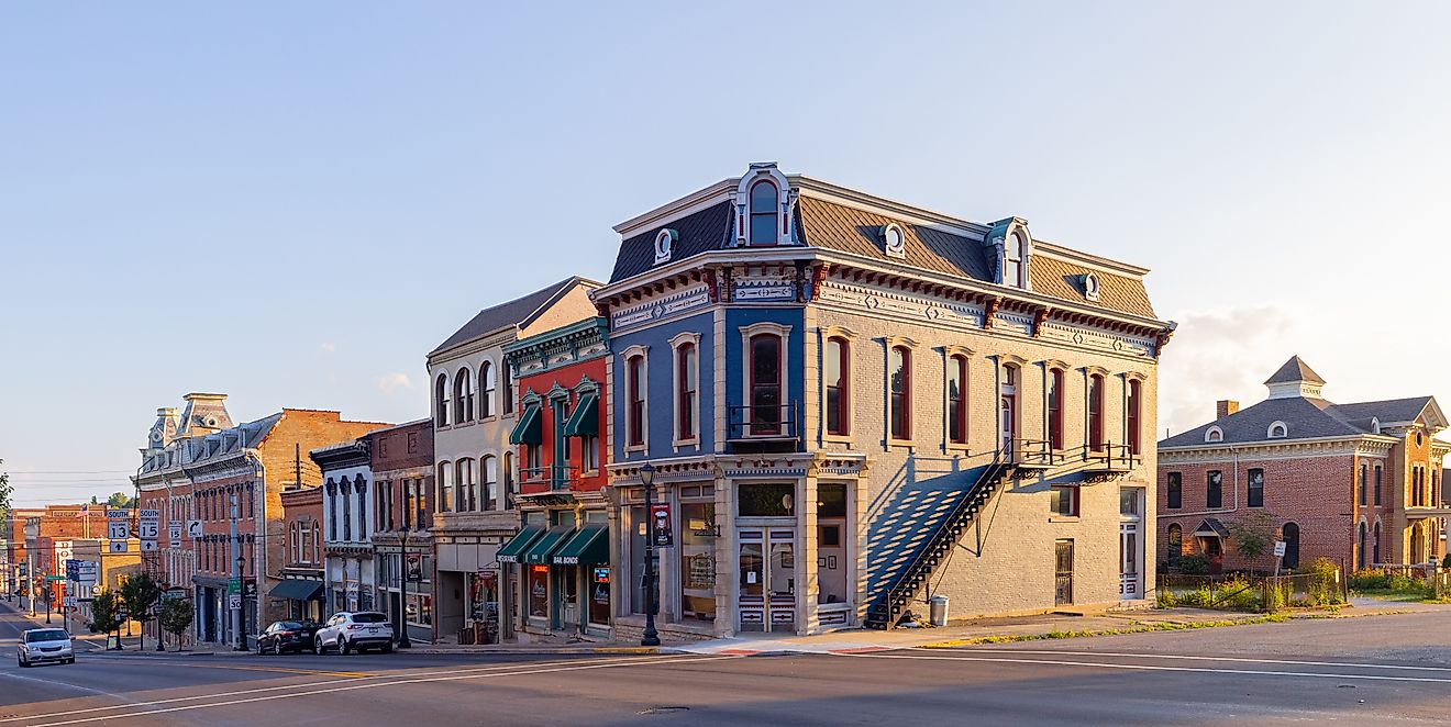 The business district on Wabash Street, Wabash, Indiana. 